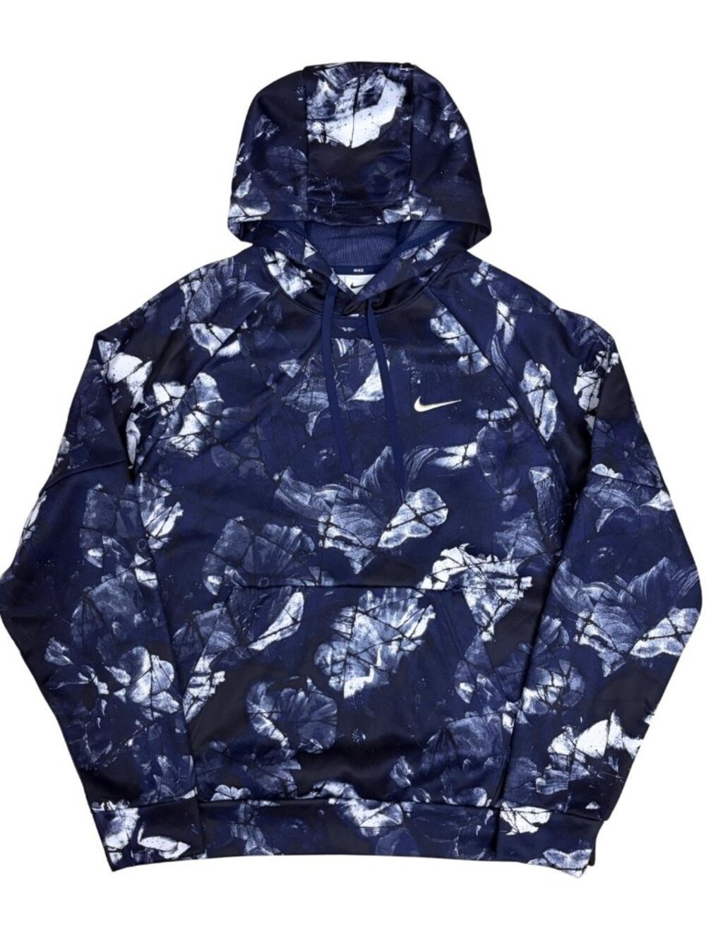 NIKE THERMAFIT Hoodie Blue Floral Activewear Workout Sweater Mens Medium